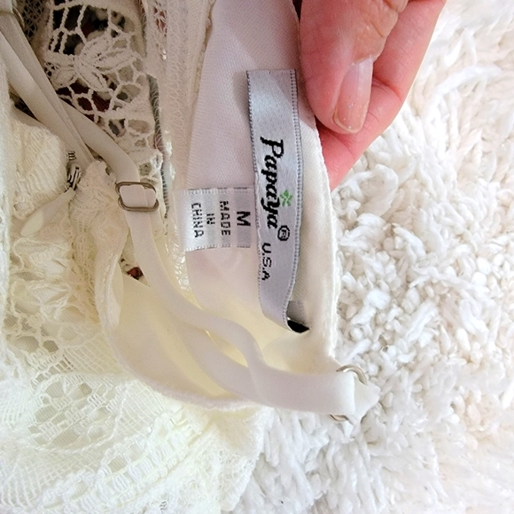 Papaya dress white whit pink size M - Picture 3 of 4